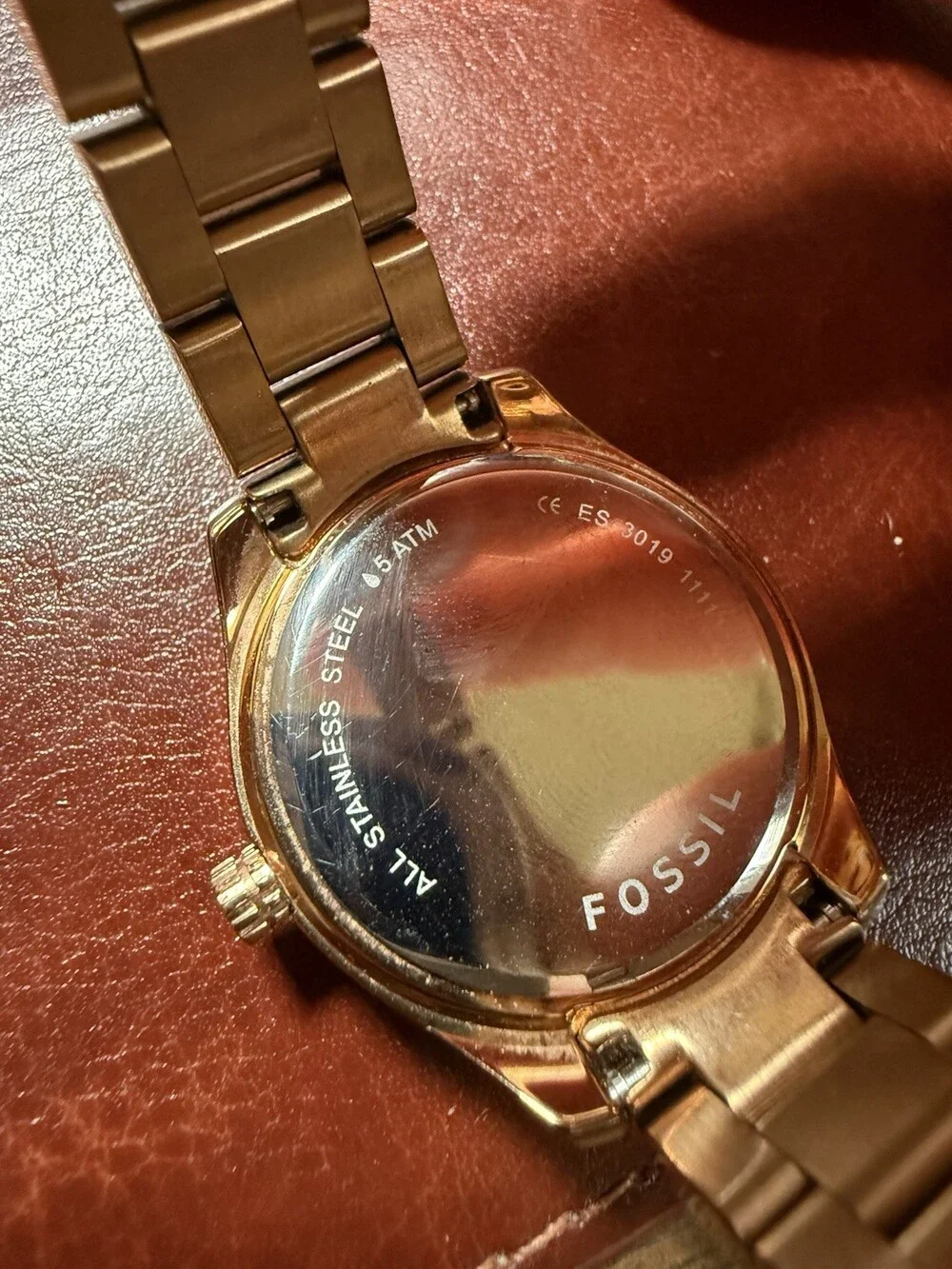 Fossil ES3019 Gold Tone Stainless Steel Women’s Watch Date Quartz Working